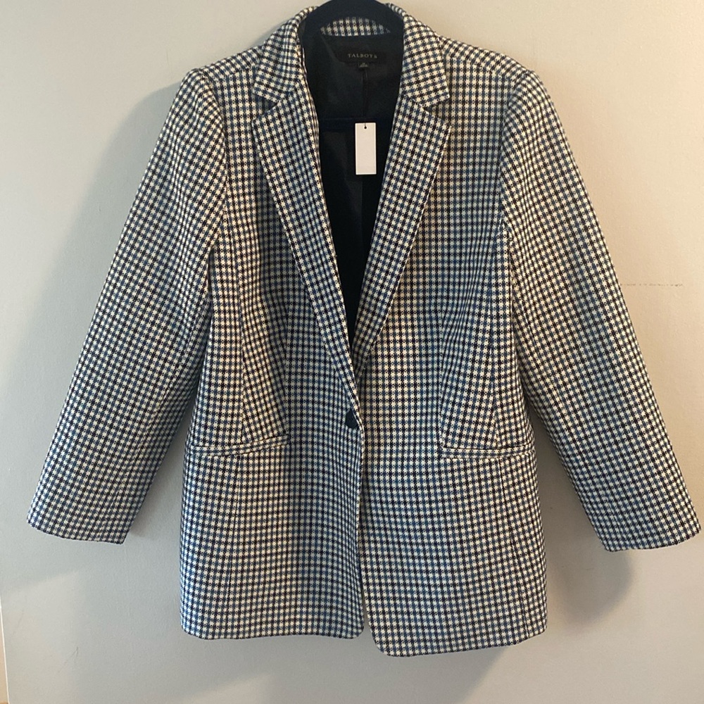 Talbots Houndstooth Single Button Blazer